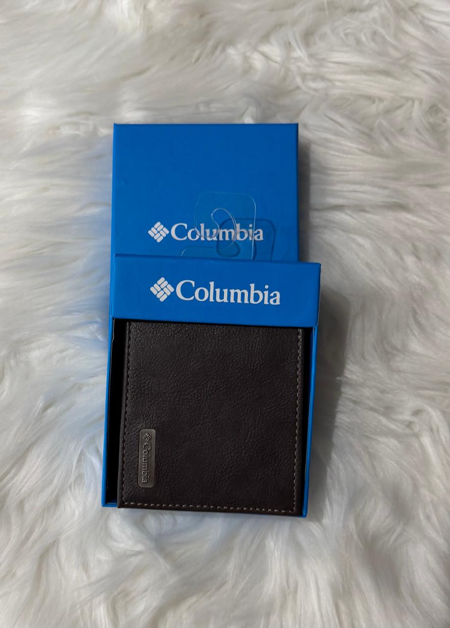 Cartera Columbia café oscuro de diseño minimalista