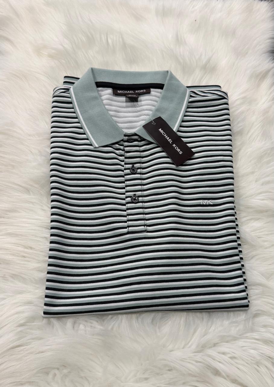 Polo Michael Kors a rayas negro y gris para caballero talla XL